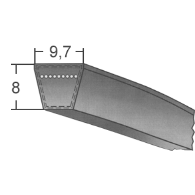 SPZ-s keskeny profilú burkolt ékszíjak (DTE) - 9.7 mm x 8 mm-es profil